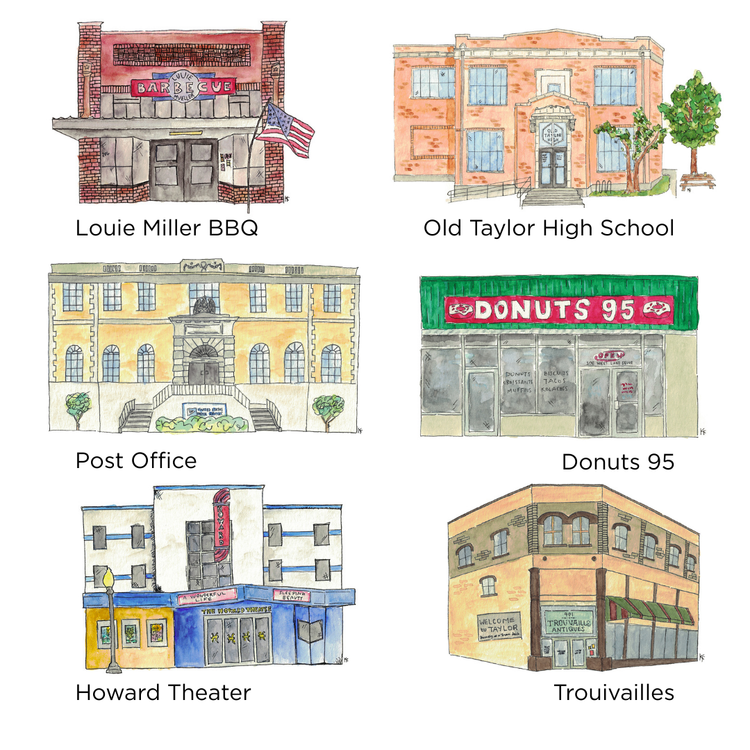 Paint the Town - Taylor, Texas Watercolors
